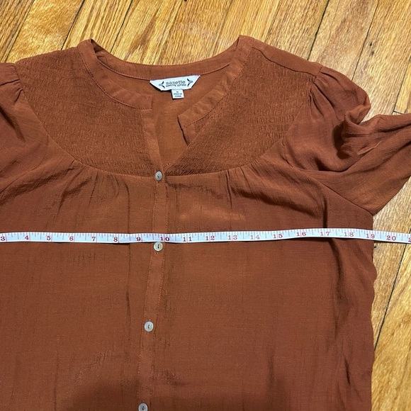 Nanette Lepore Gingerbread Blouse Brown Orange Sz Small Peasant Cottagecore - Picture 5 of 8